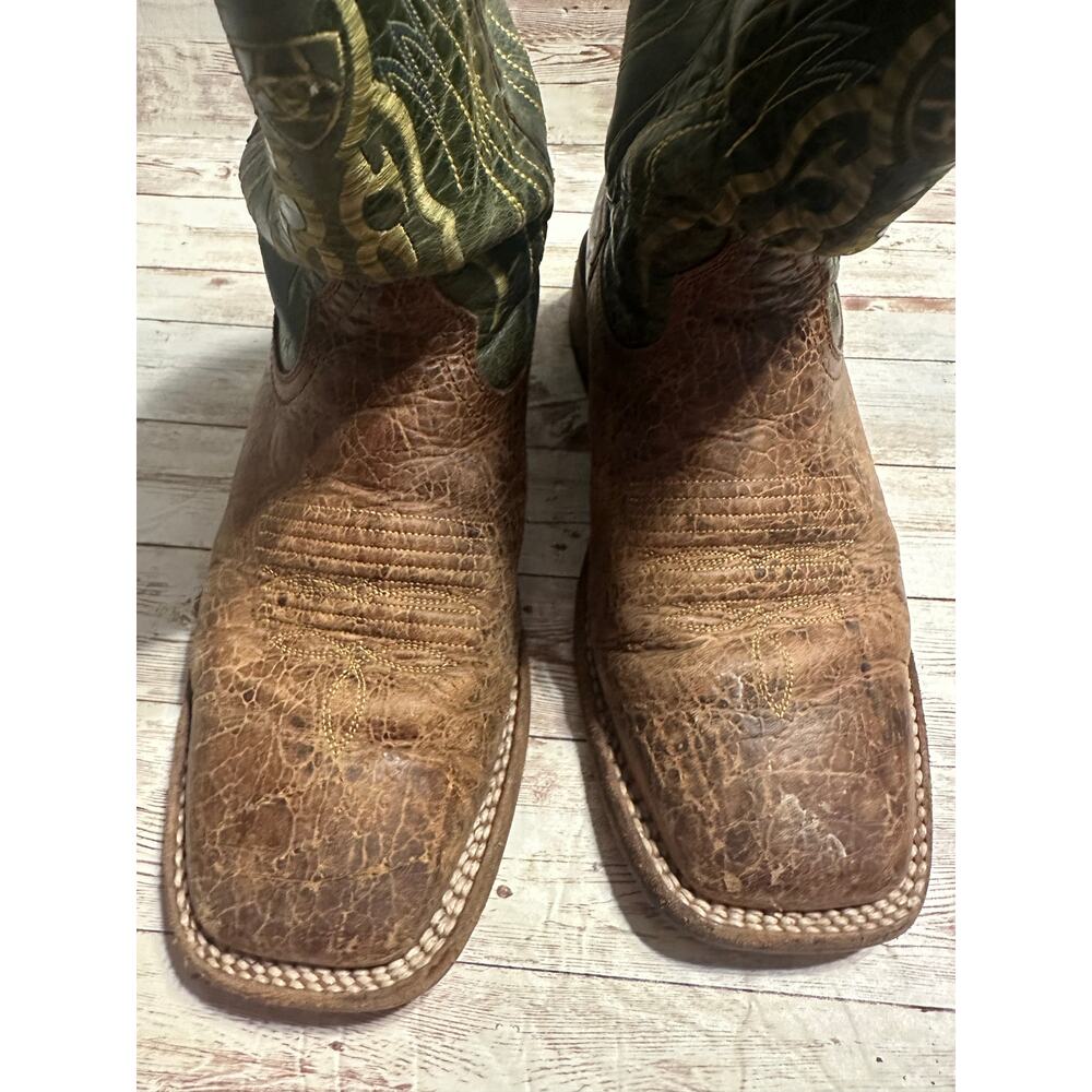Ariat Mesteno Western Boot Men's Size 8D Adobe Clay Neon Lime Square Toe Cowboy - Picture 3 of 10